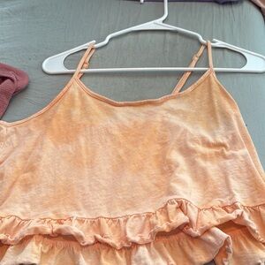American Eagle Outfitters Orange Ruffled Sleeveless Camisole Crop Top